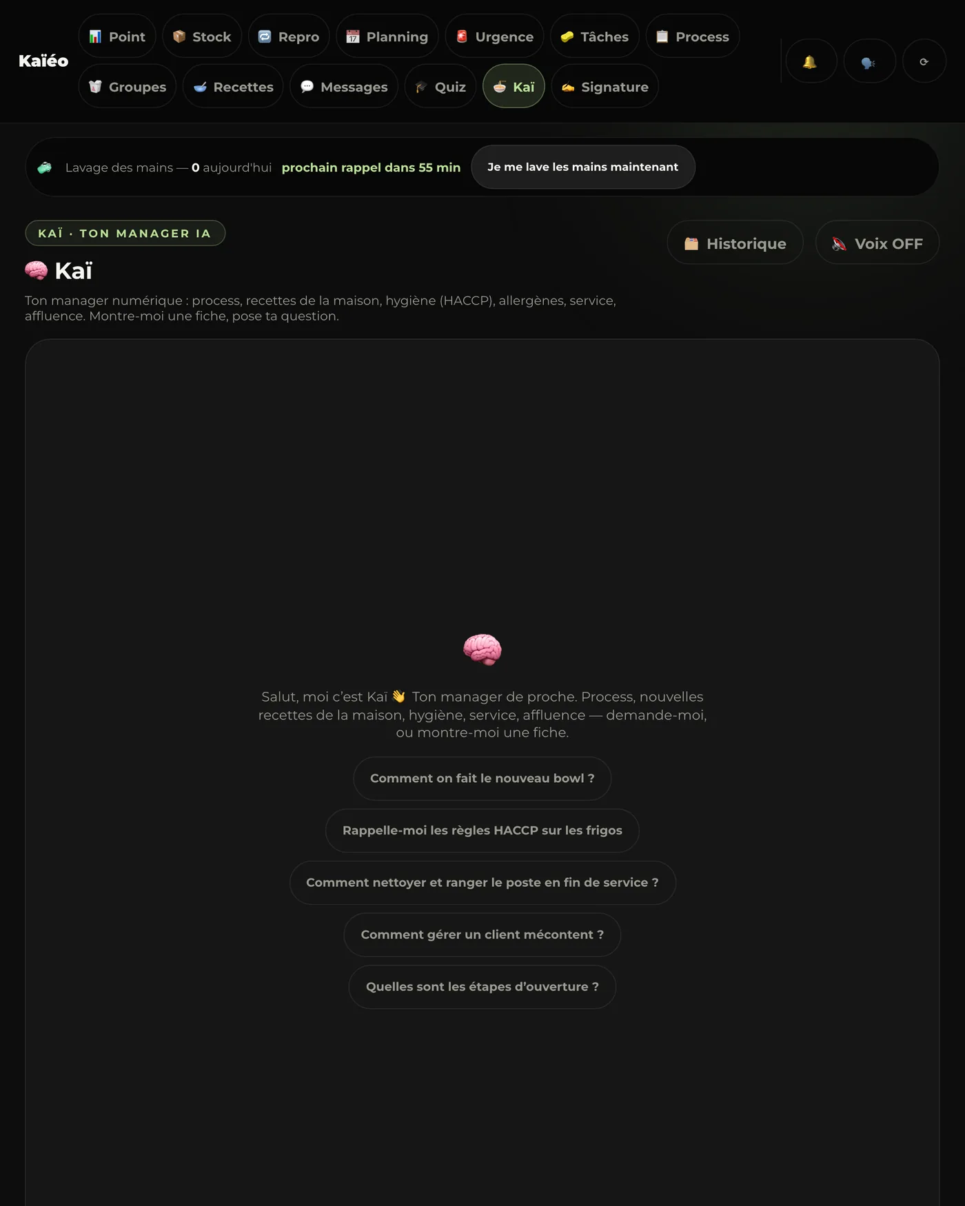 Kaï, l'assistant de l'équipe