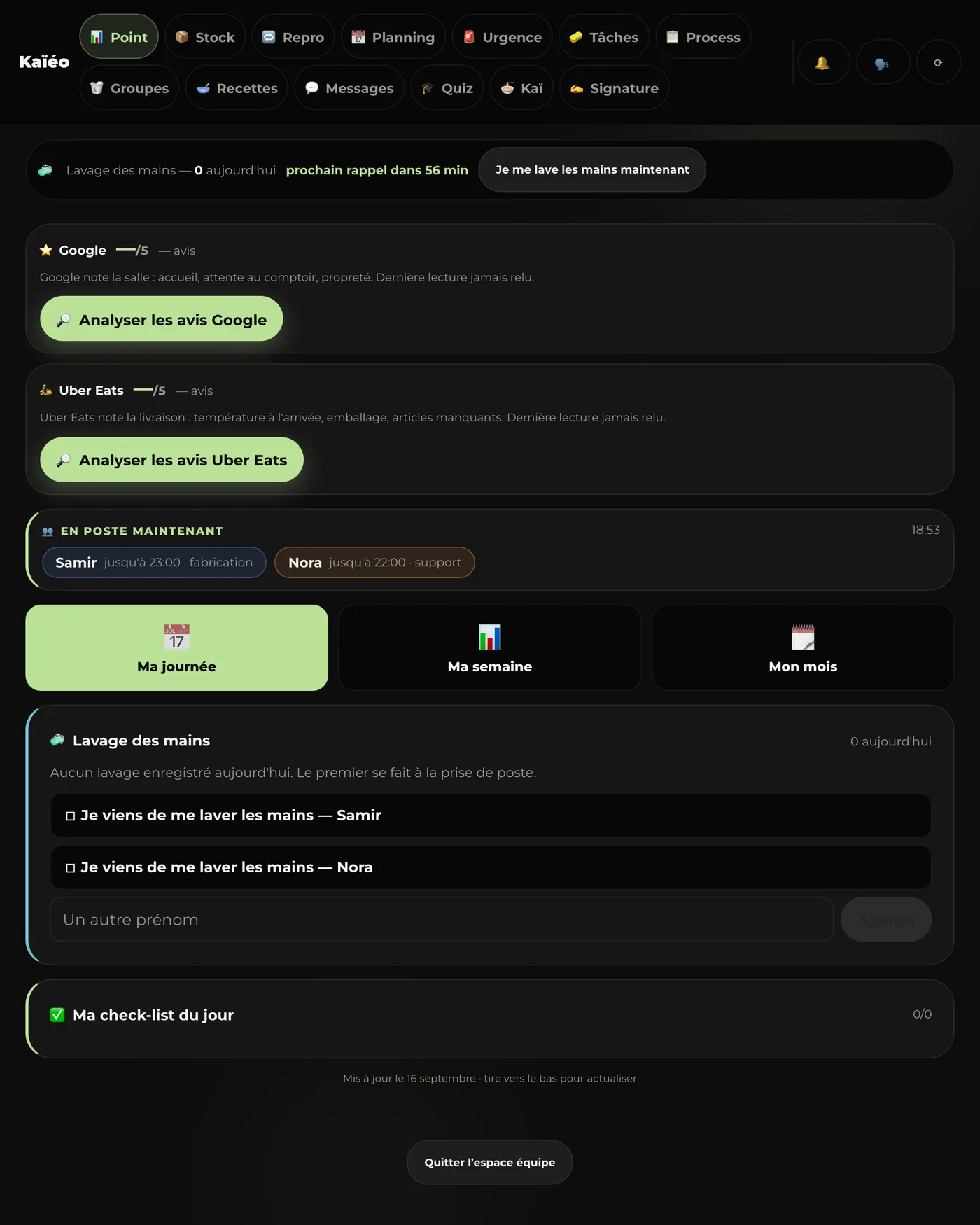 Le point du jour sur la tablette